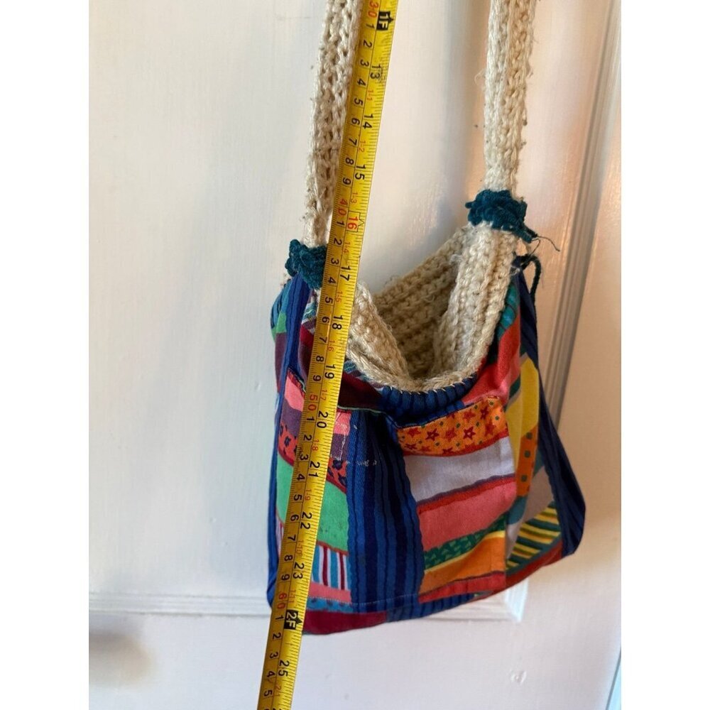 Reversible Patchwork & Crochet Strap Boho Bag - image 7